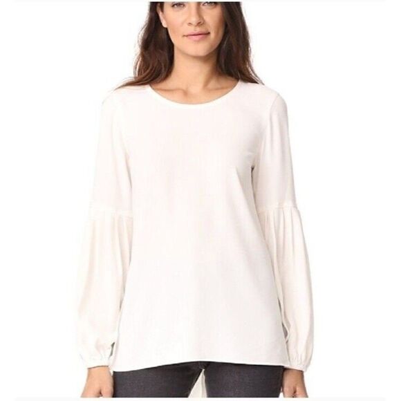 Elizabeth and James Harriet Pleated Long Balloon Sleeve Tie Neck Blouse XS - Picture 13 of 13